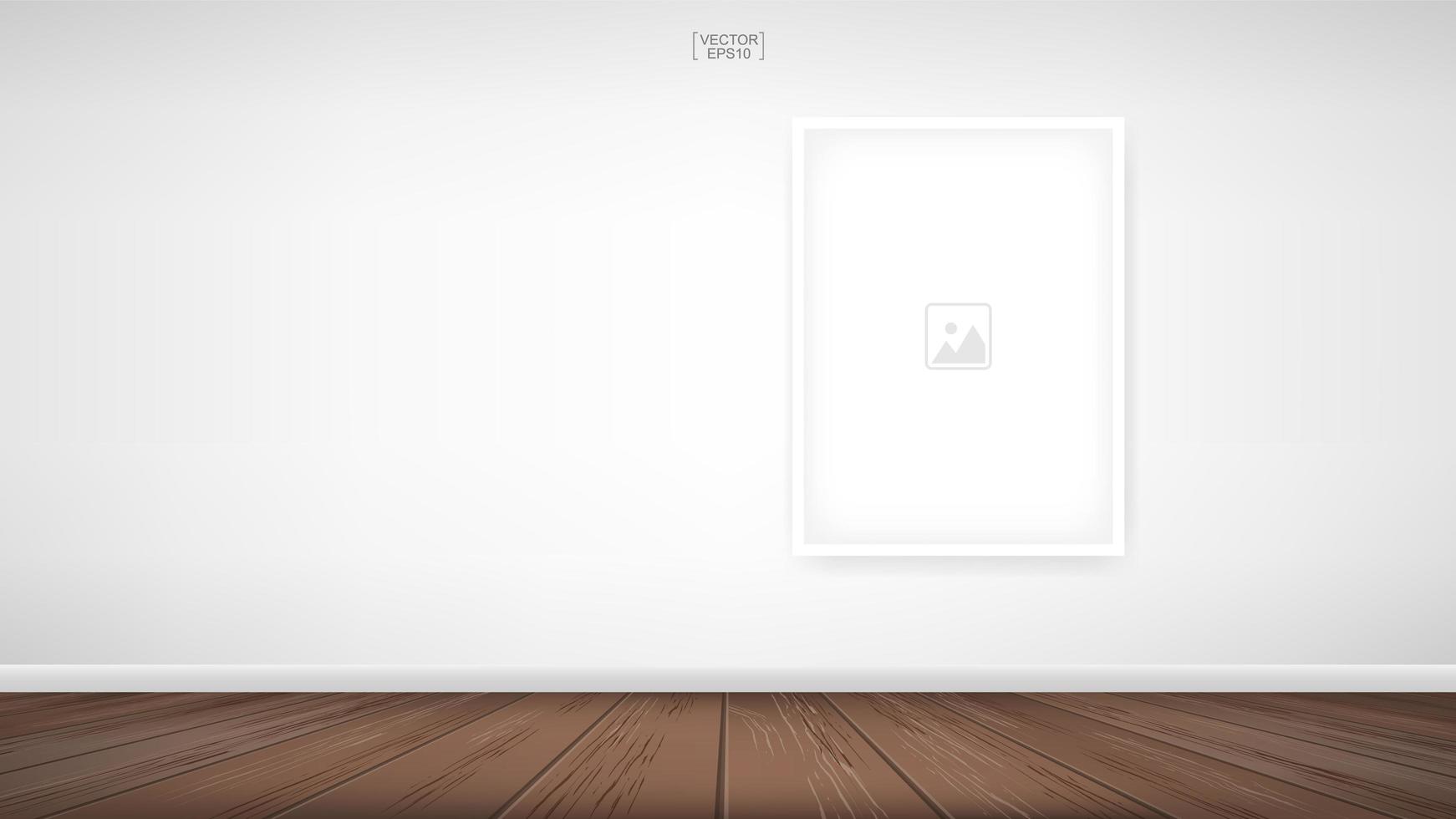 Vertical empty photo frame on white wall in room vector