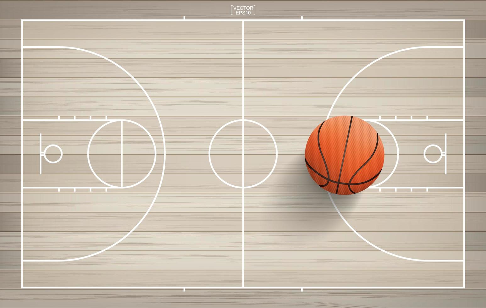 Top view of large basketball in basketball court vector