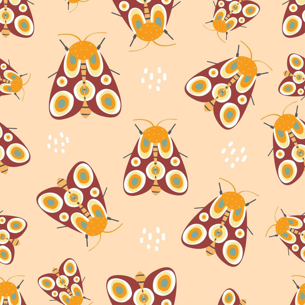 Seamless pattern with colorful funny butterfly vector