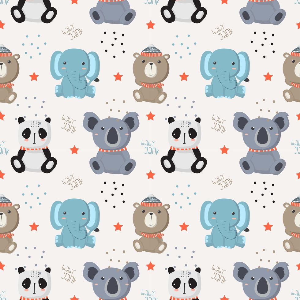 Seamless pattern with baby wild animals vector