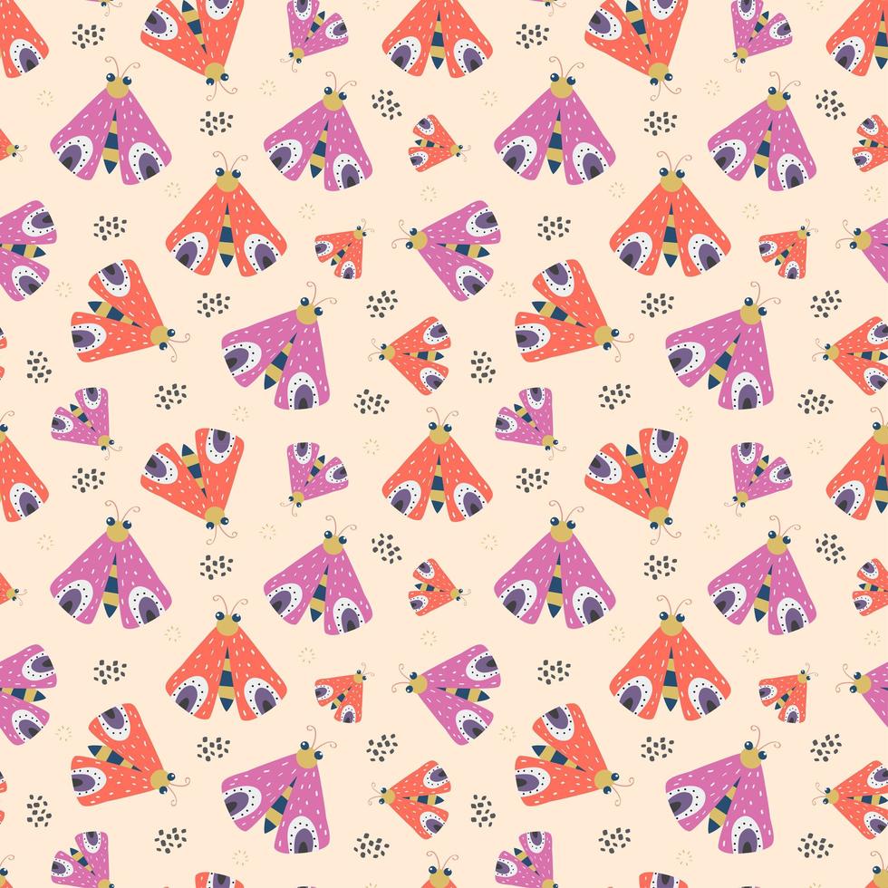 Seamless childish pattern with butterflies vector