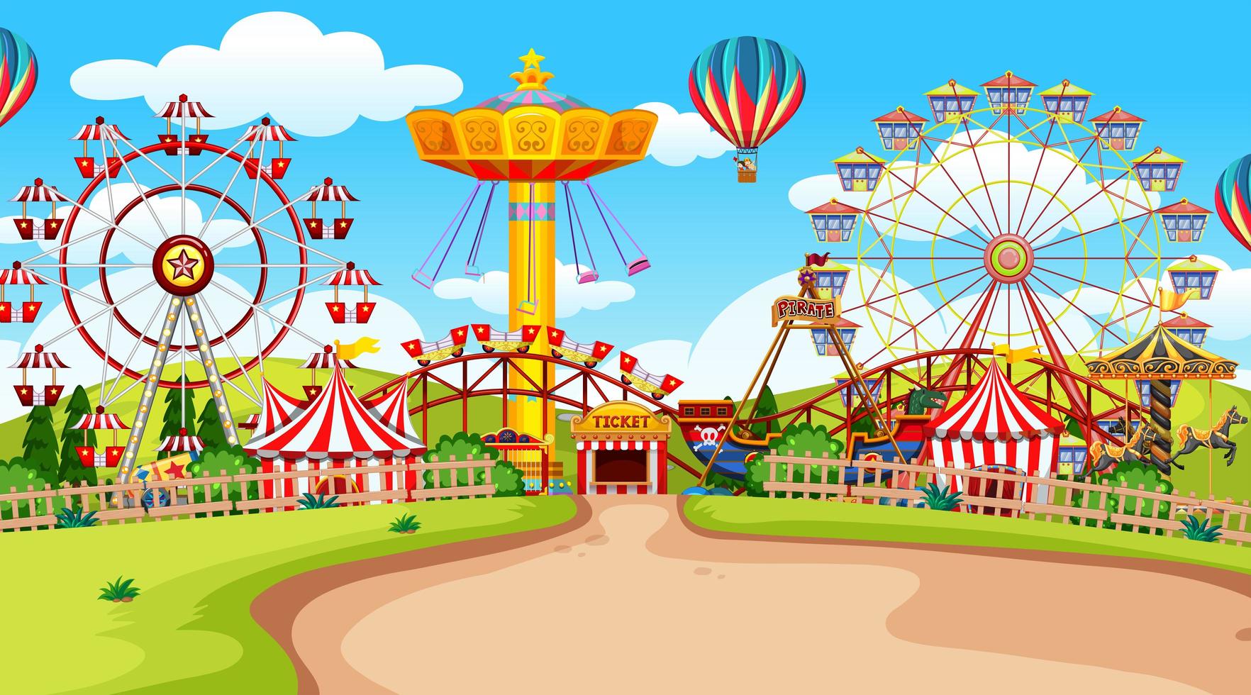 Amusement Park Vector Art, Icons, and Graphics for Free Download