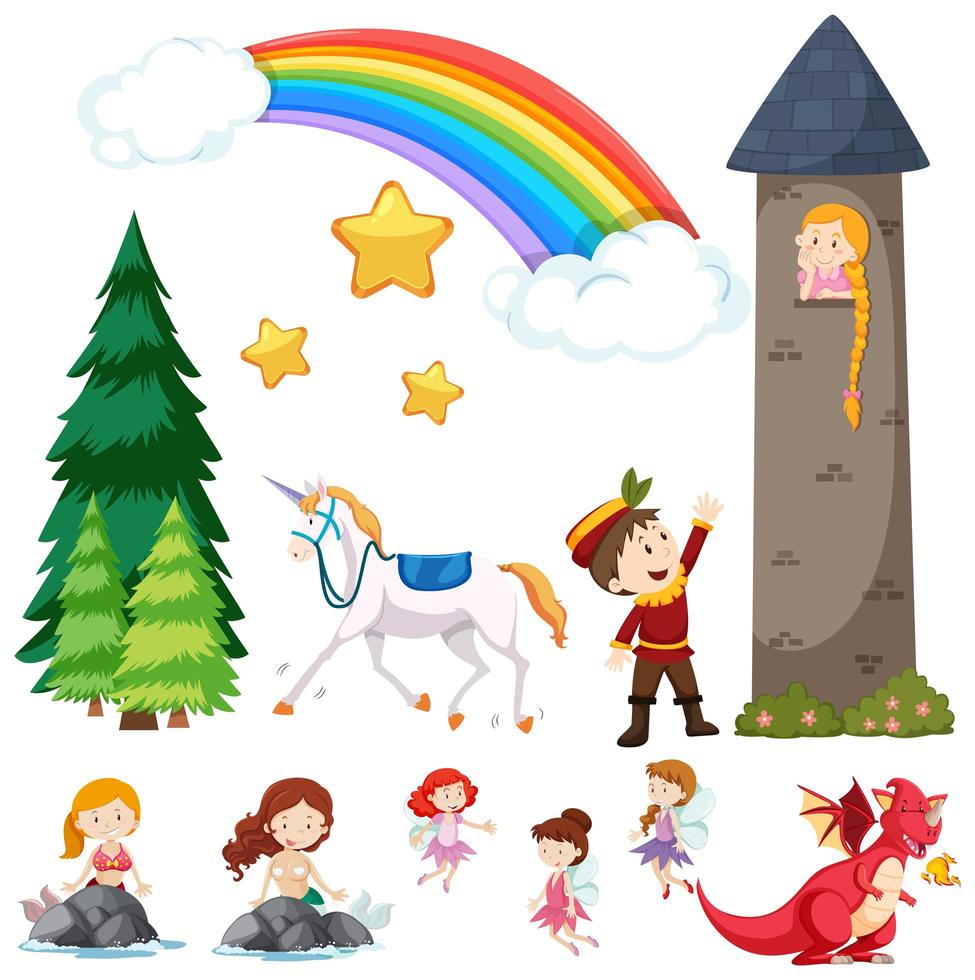 Children's fairy tale elements set vector