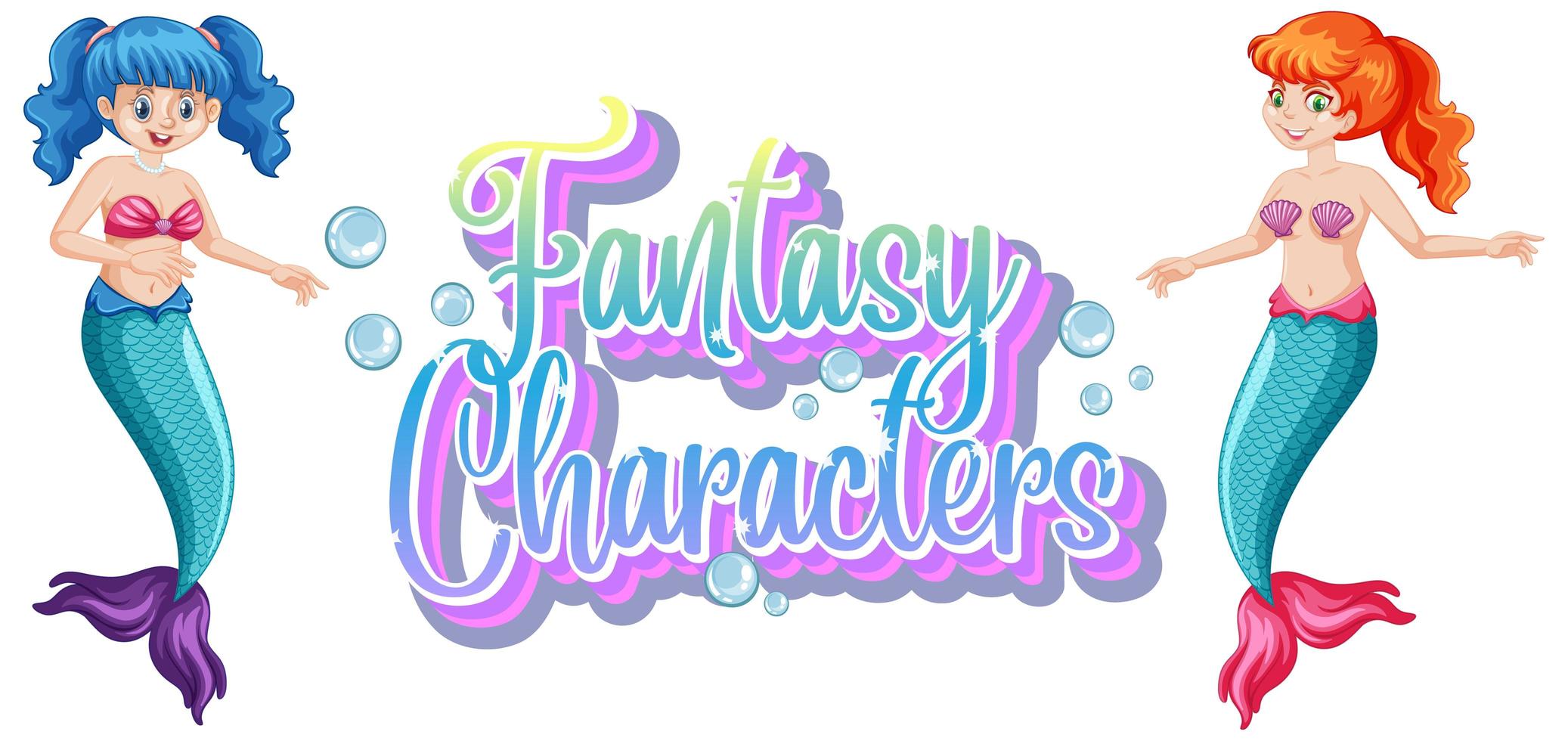 Mermaid fantasy characters vector