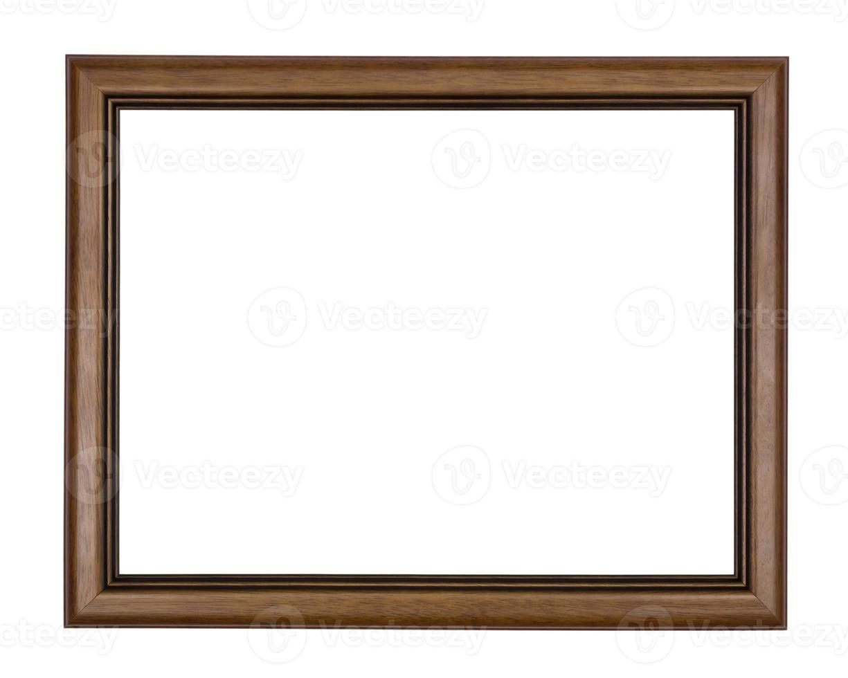 Wooden picture frame on white background. photo