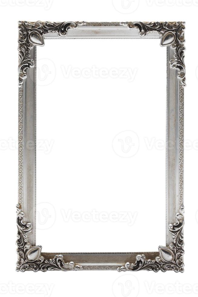 silver picture frame on white background photo