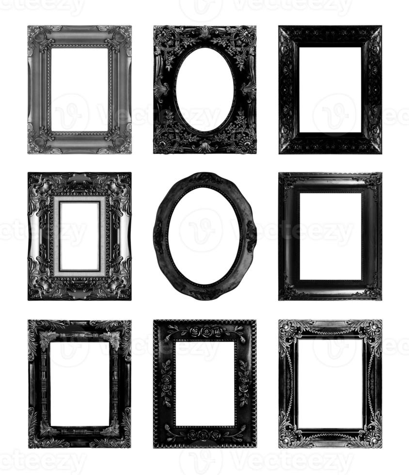 marcos de cuadros antiguos negros. aislado sobre fondo blanco foto