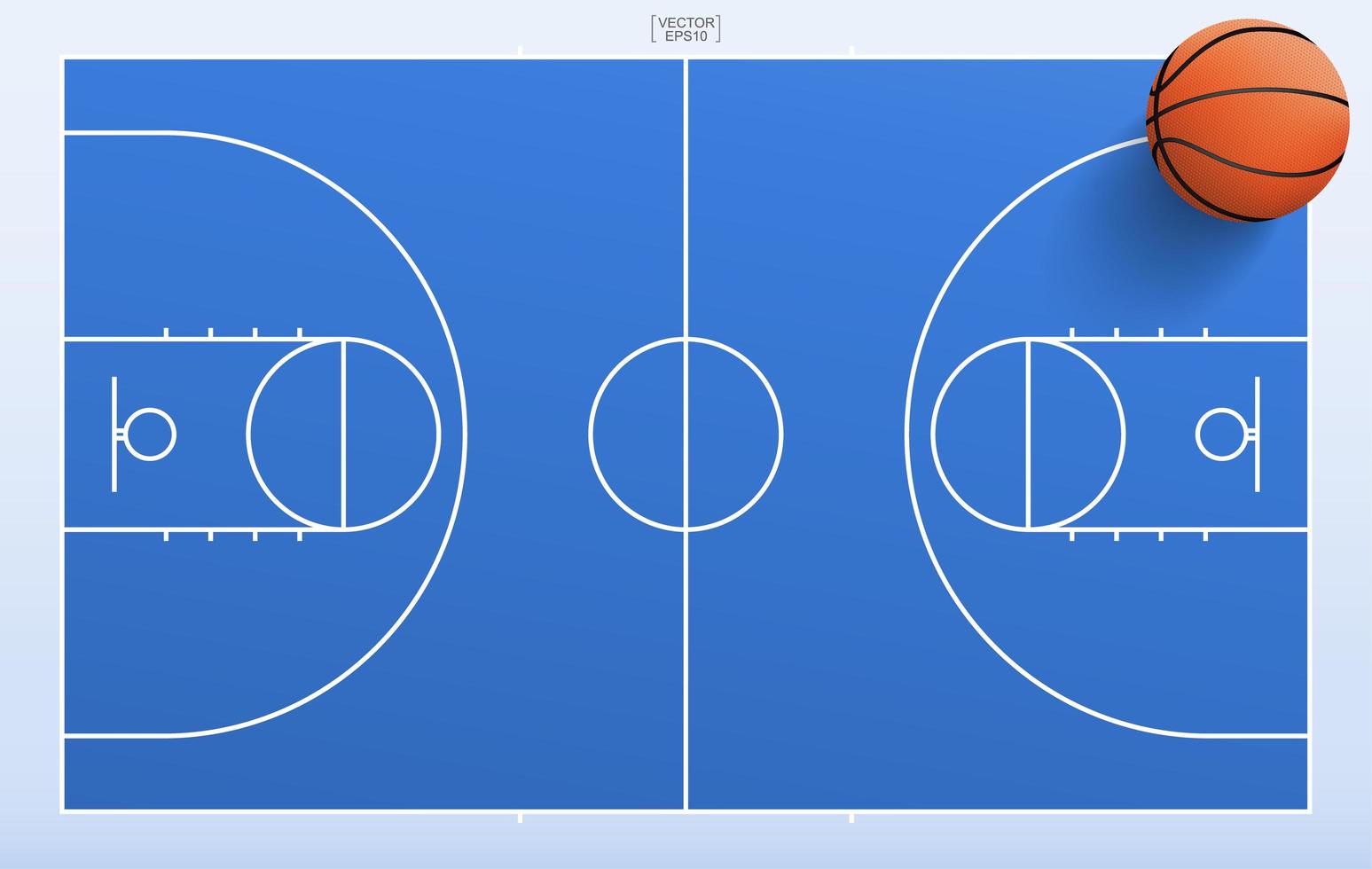 Top down view of basketball and court vector