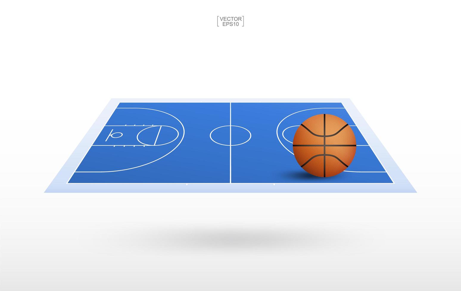 vista en perspectiva de baloncesto y cancha vector