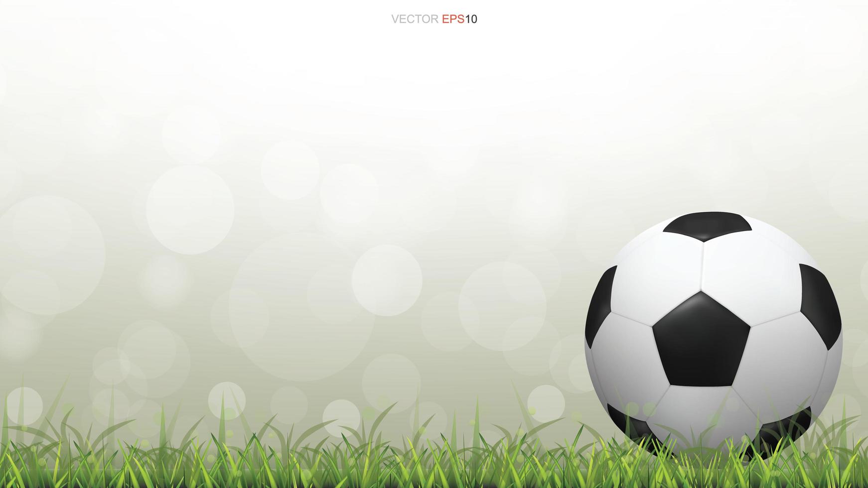 Soccer or football on grass field with green bokeh vector