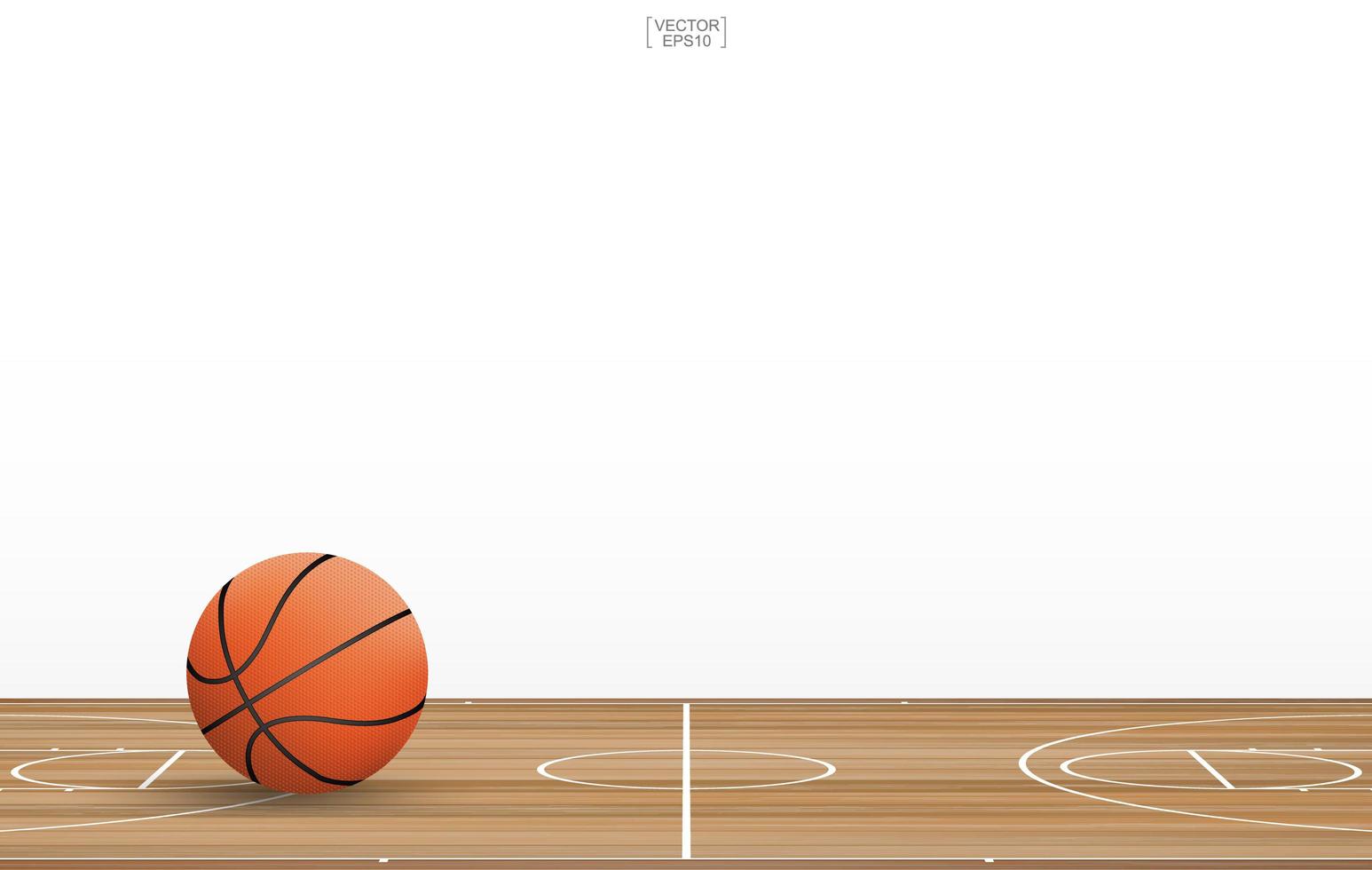 Baloncesto en cancha de madera con espacio de copia en blanco vector