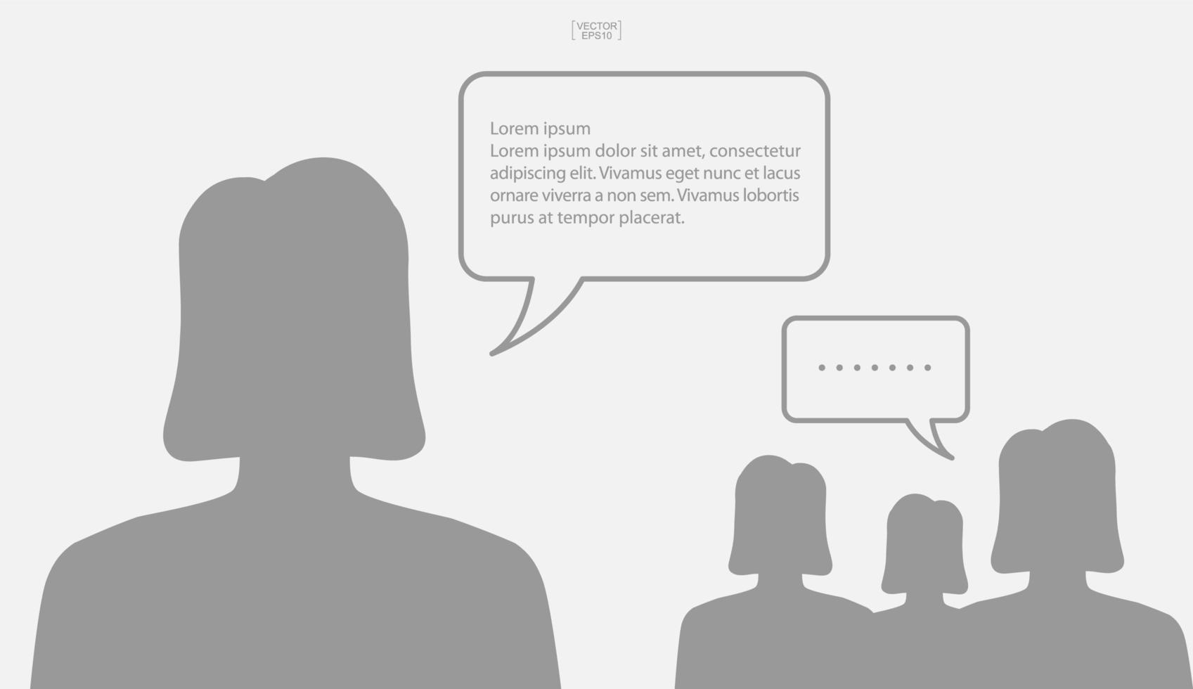 People silhouettes with speech bubbles for text vector