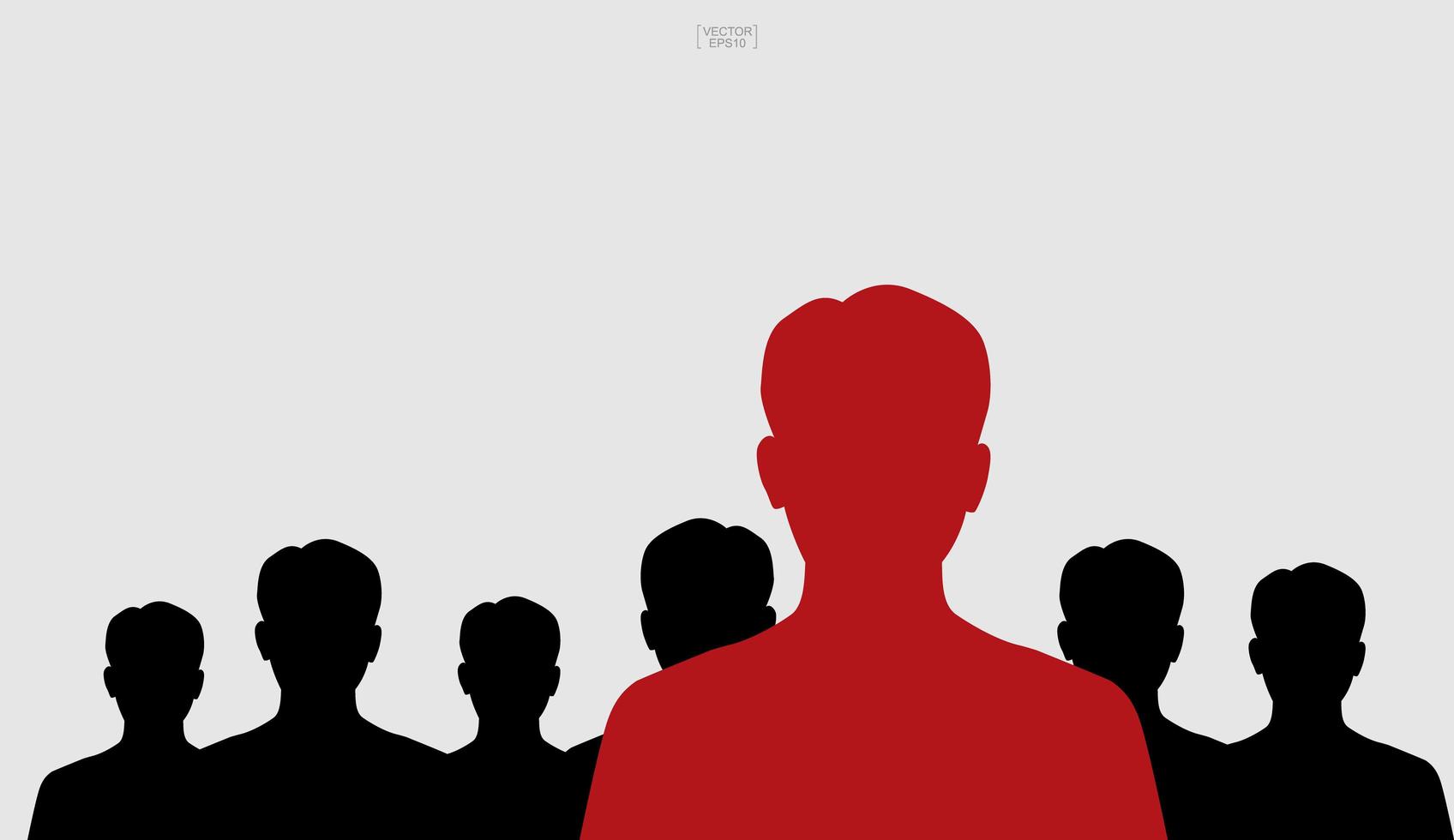 Leader of group concept with red and black silhouettes vector