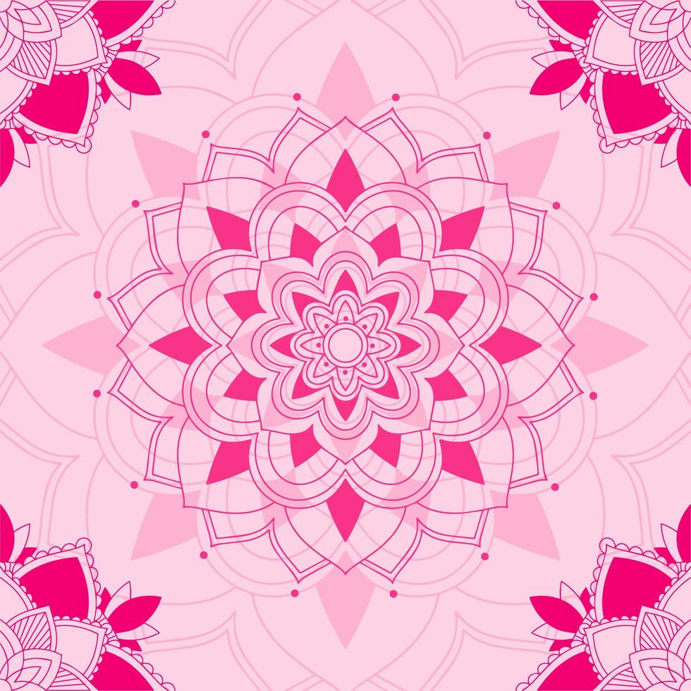 patrón de mandala sobre fondo rosa vector