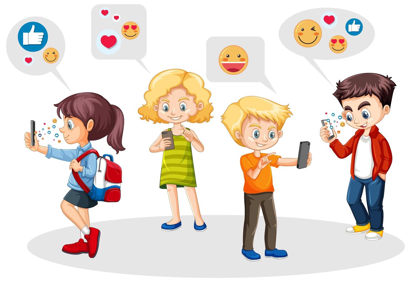 People using smart phone with social media icons vector