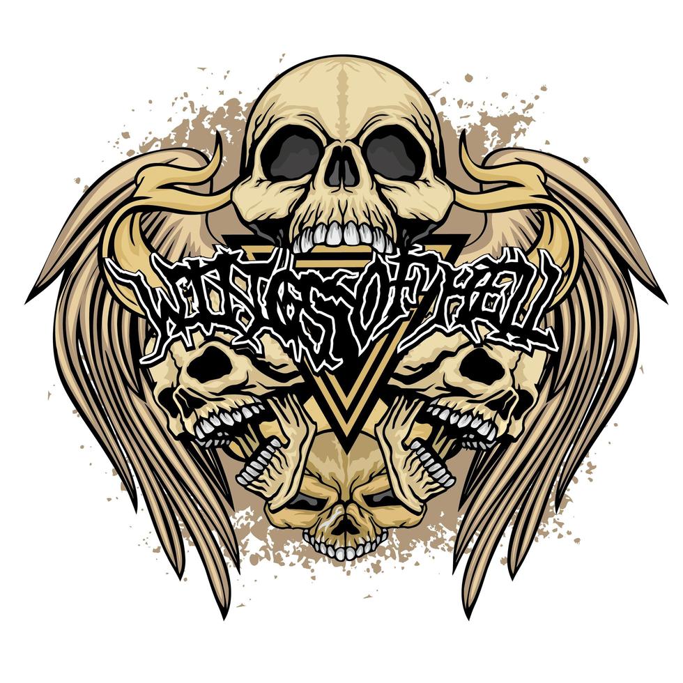 Wings of hell skull with angel wings  vector