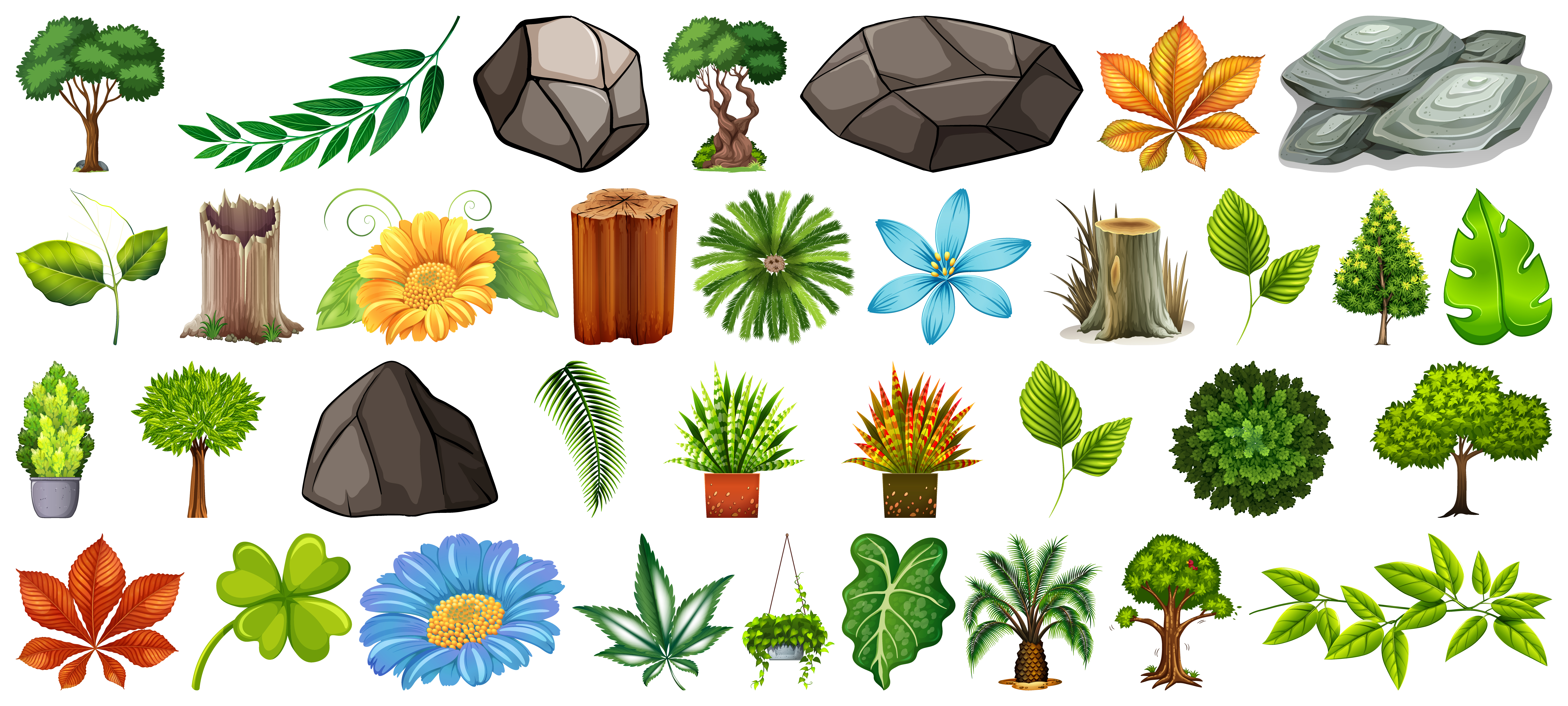 Set of different natural elements isolated 1346720 Vector Art at Vecteezy