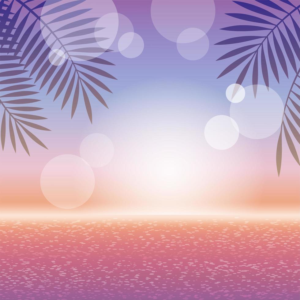 diseño de banner de paisaje tropical al atardecer vector