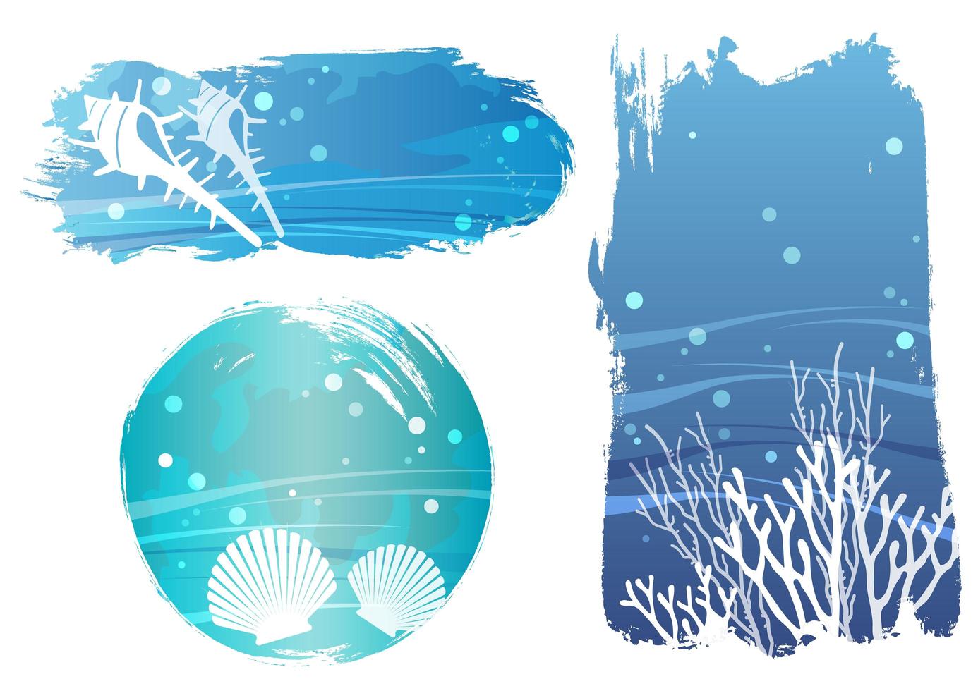 A set of underwater life banners vector