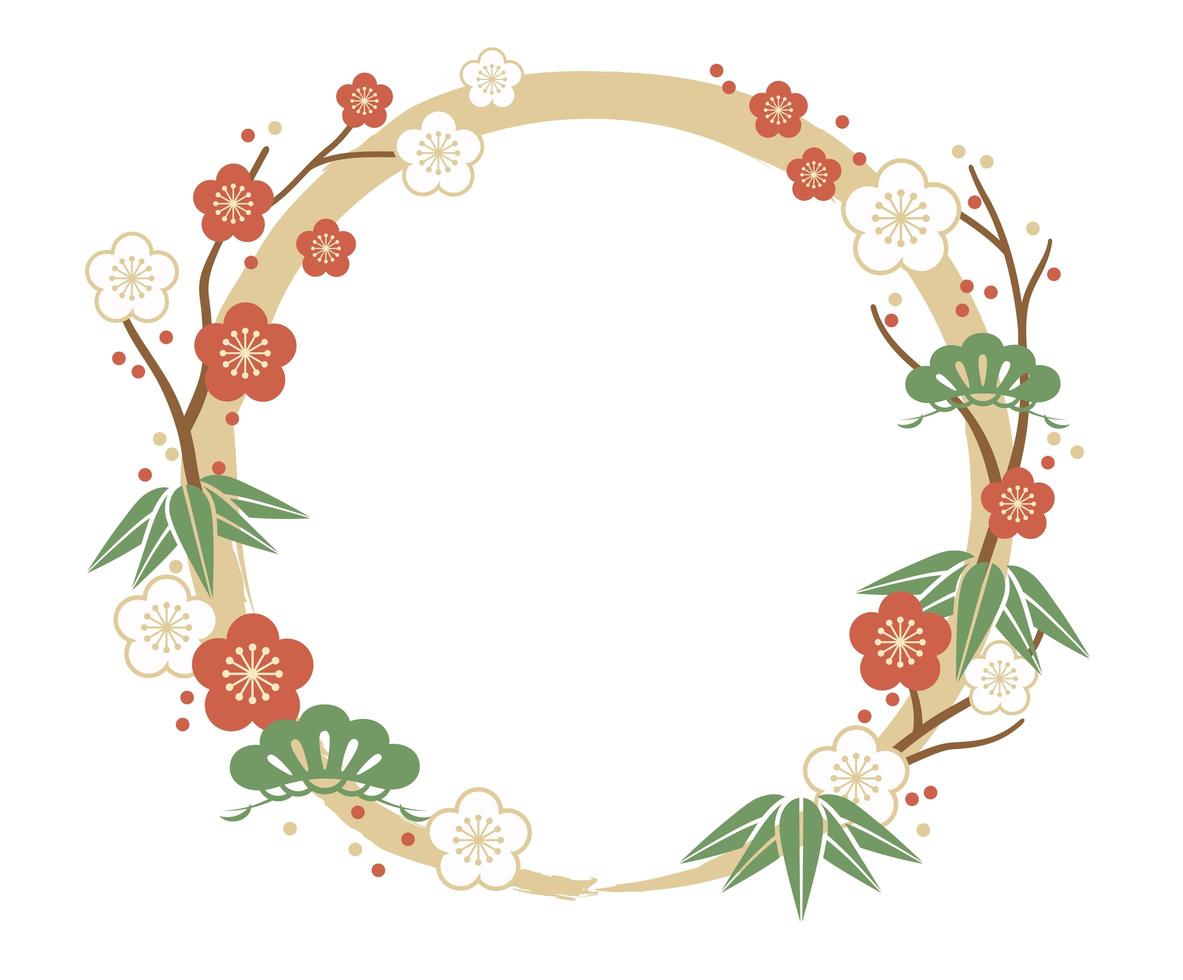 Asian floral wreath frame template  vector
