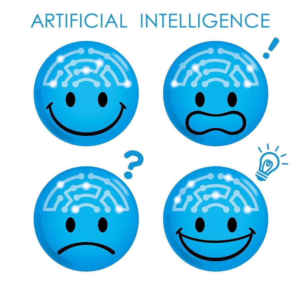 Artificial intelligence blue emoji set vector