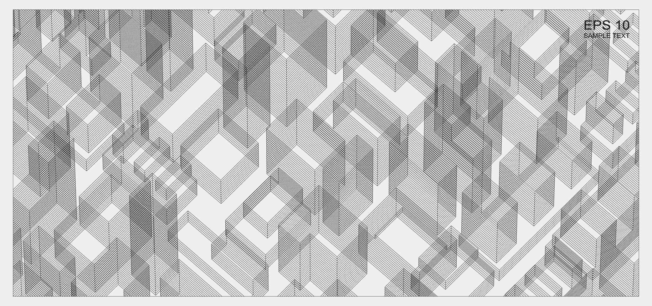 Abstract Matrix Wireframe Space of Building vector