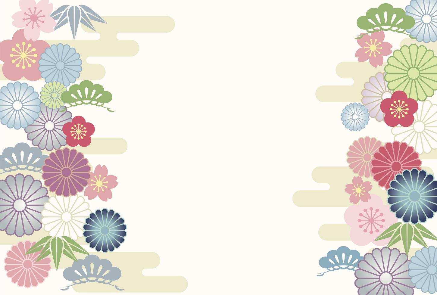 Vintage Japanese floral banner template vector