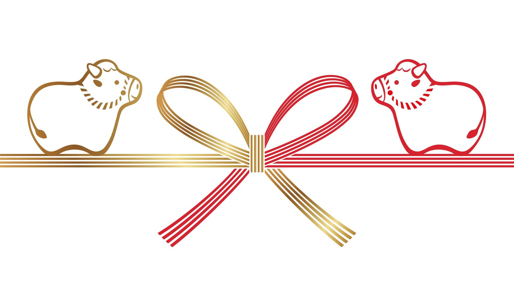 Year of the ox mizuhiki element decoration vector