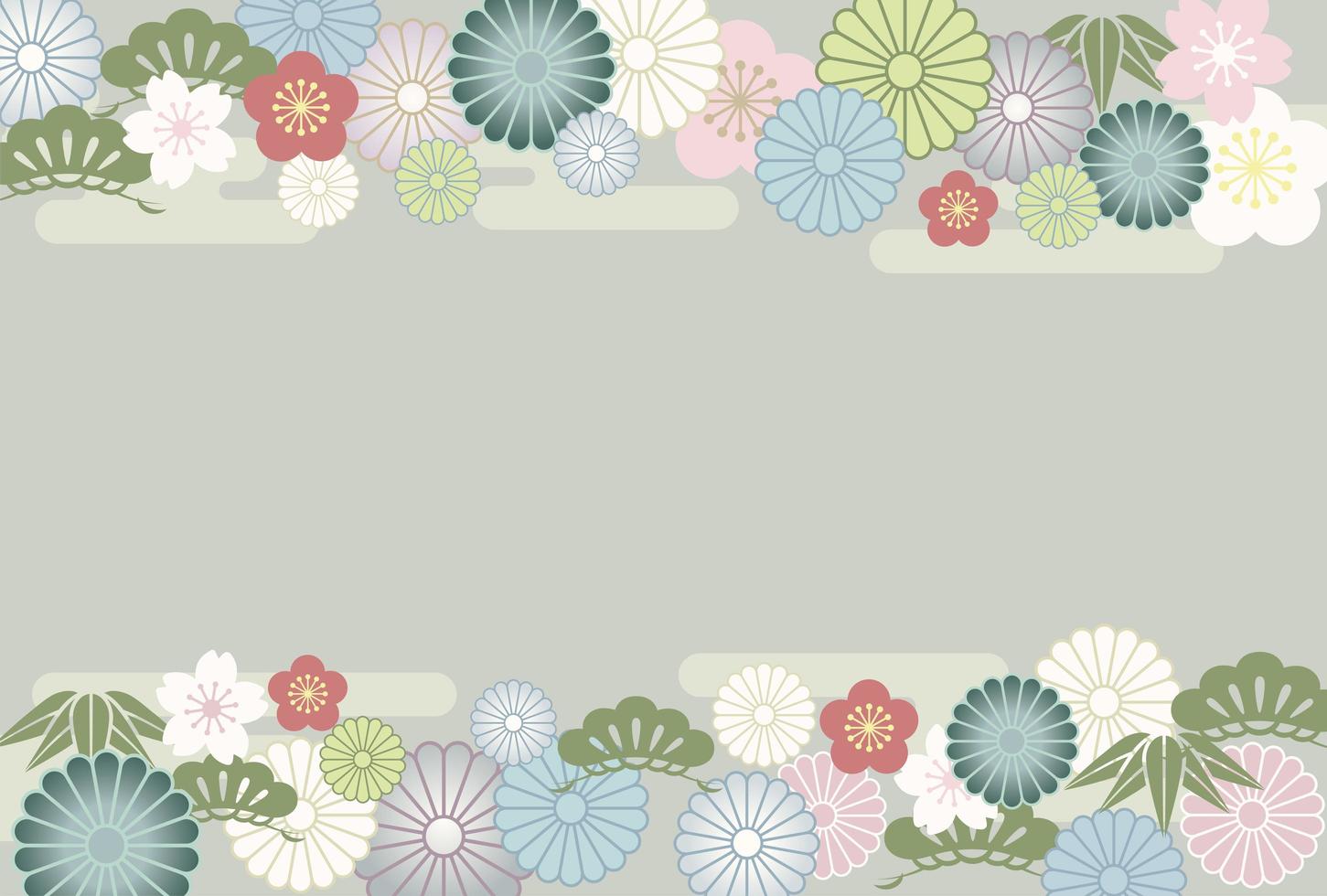 Vintage Japanese floral banner template vector