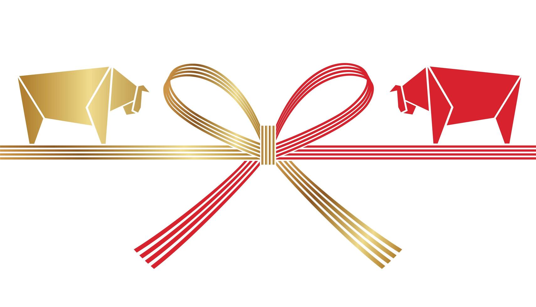 Year of the ox mizuhiki element decoration vector