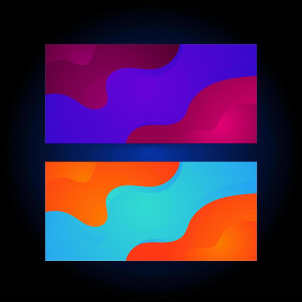 banner futurista de formas onduladas líquidas azules y púrpuras abstractas vector