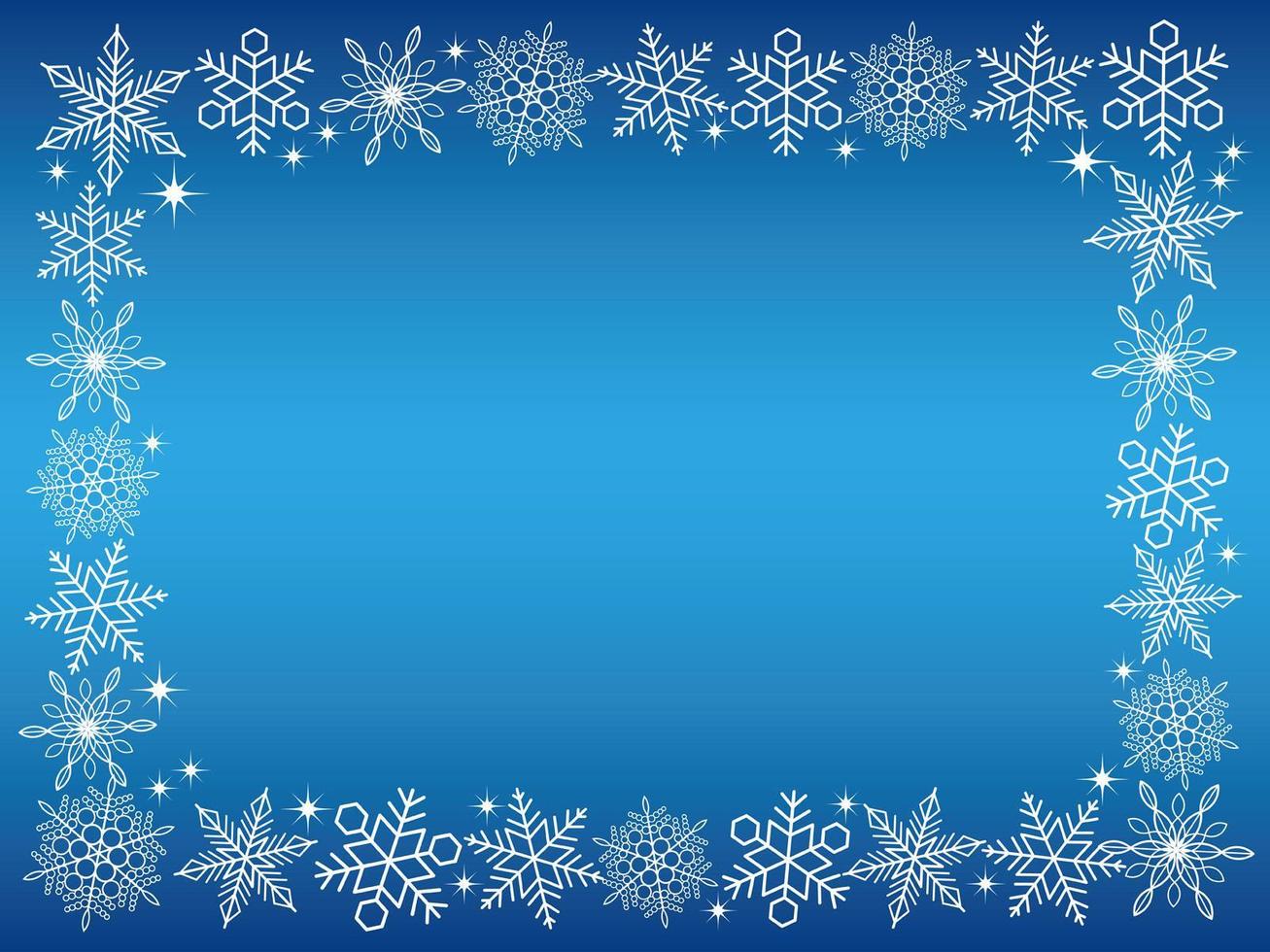 Rectangular snowflake frame on blue background vector