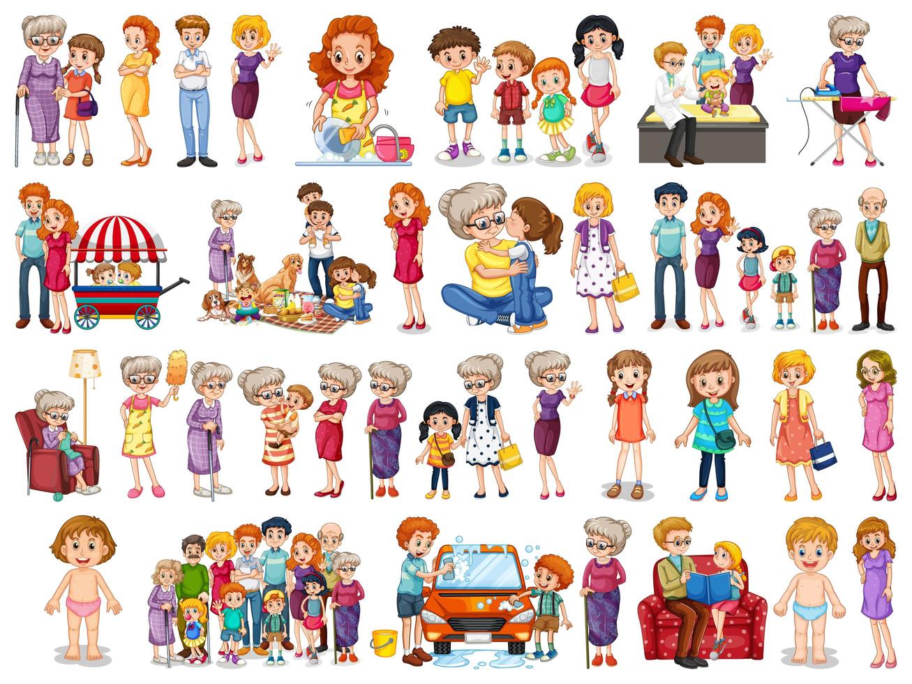 Family members character set vector