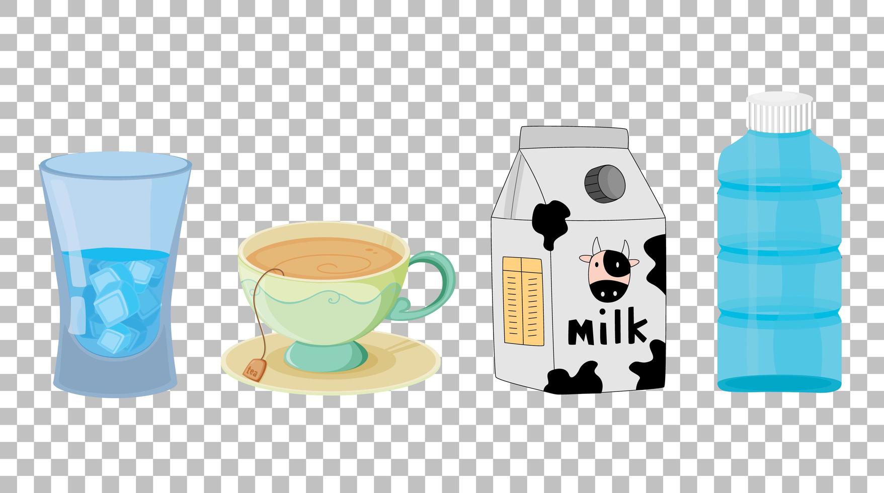Set of different types of drinks isolated  vector