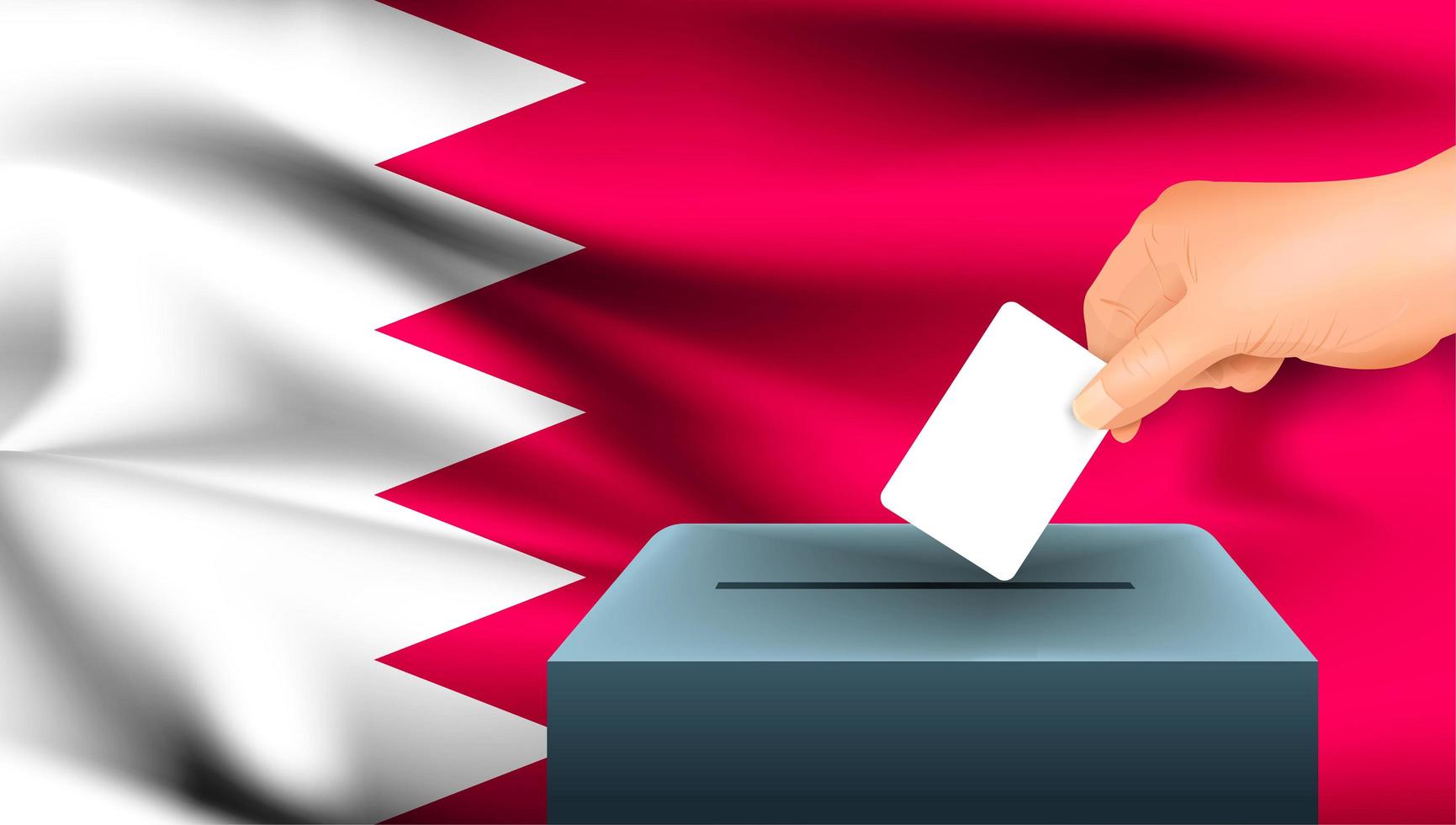 Hand putting ballot into box with Bahrain flag  vector