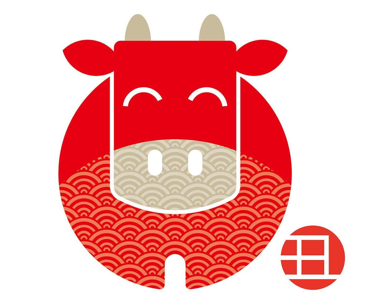 Year of the ox red stamp design vector