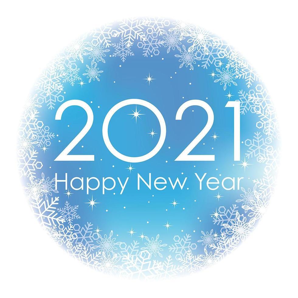 Cartel de invierno redondo de saludo de año nuevo 2021 vector