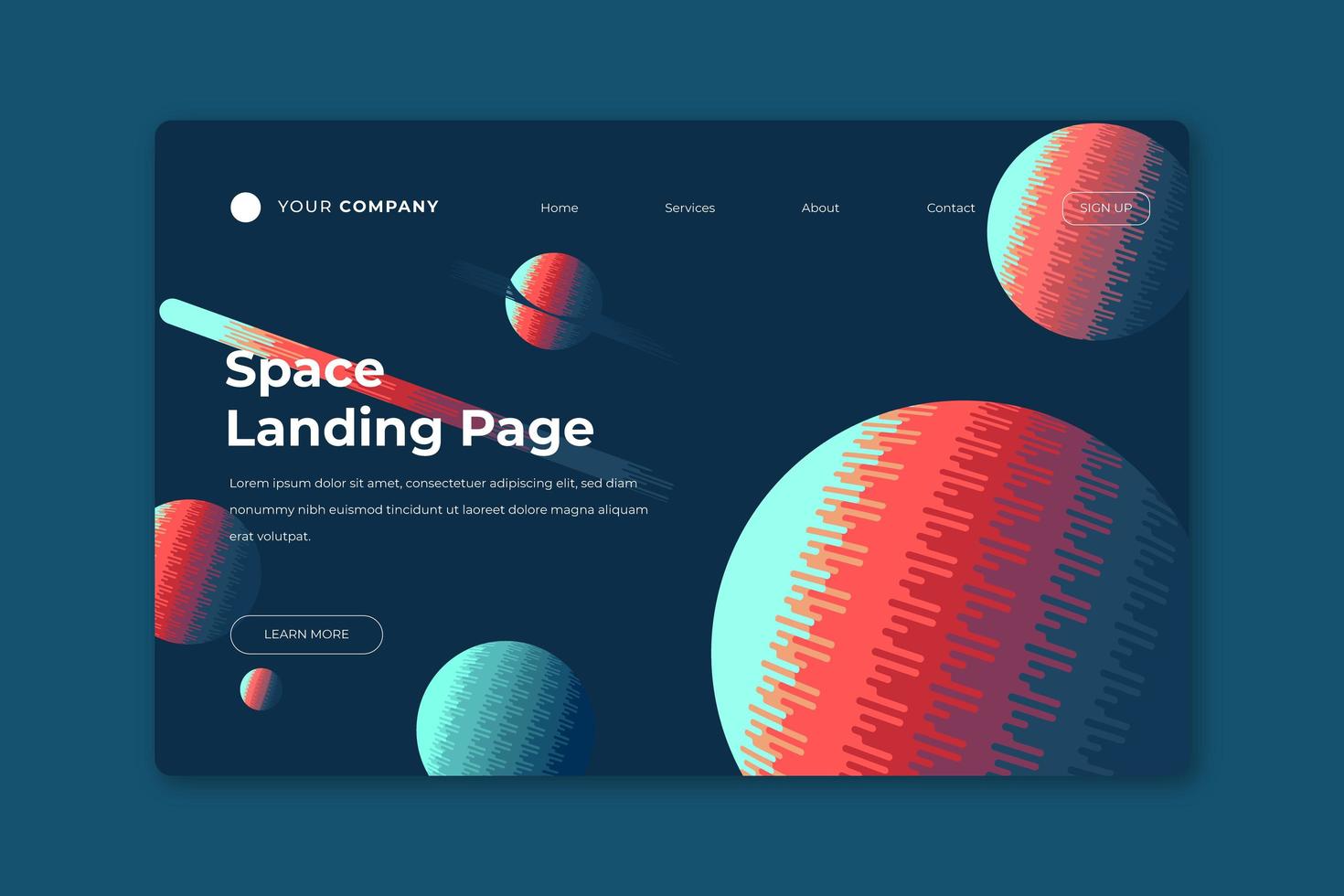 Space Landing Page Template vector