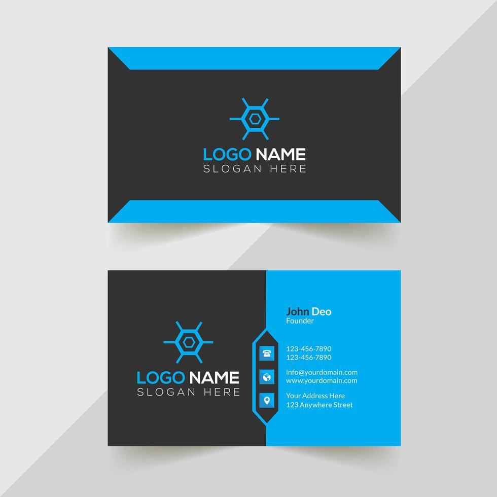 Black and Blue Corporate Business Card Design Template vector