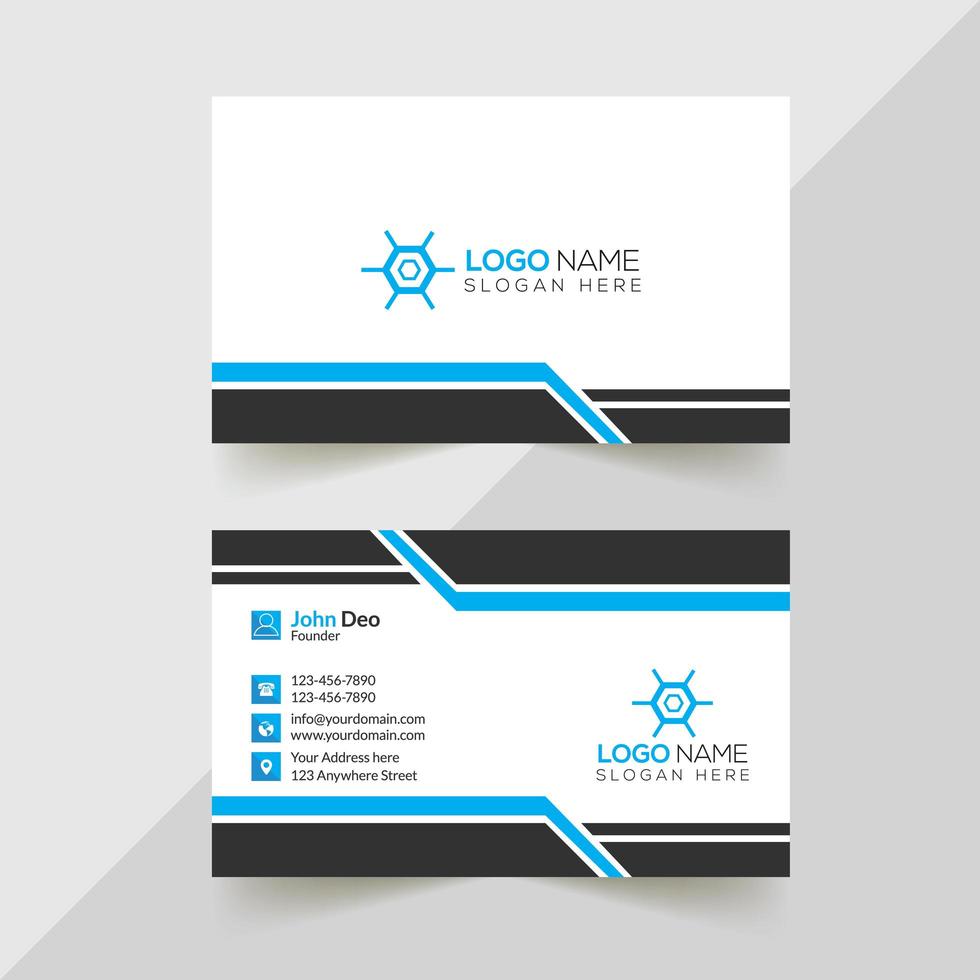 diseño de tarjeta de visita creativa en blanco, azul y negro vector