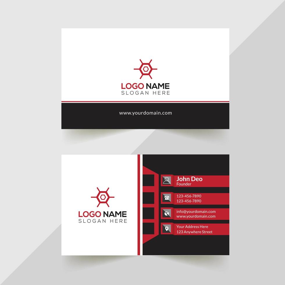 White, Black and Red Business Card Design vector
