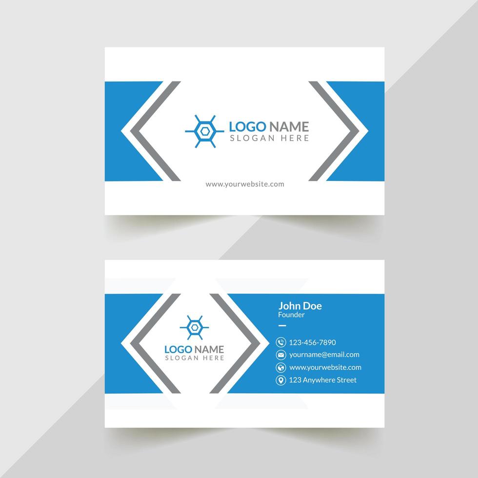 Blue, White and Gray Corporate Business Card Design vector