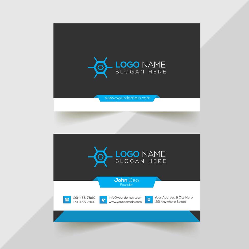 Black, White and Blue Corporate Business Card Design vector