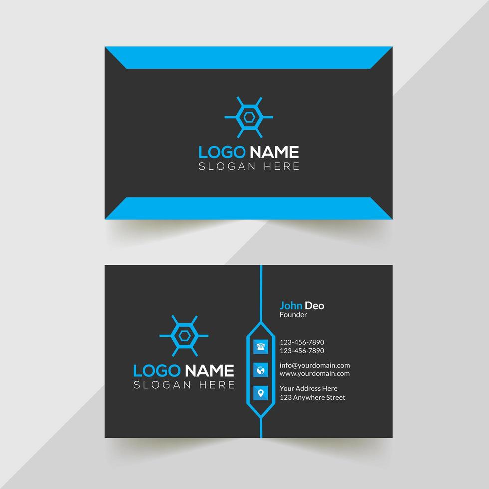 Black and Blue Clean And Minimal Business Card vector