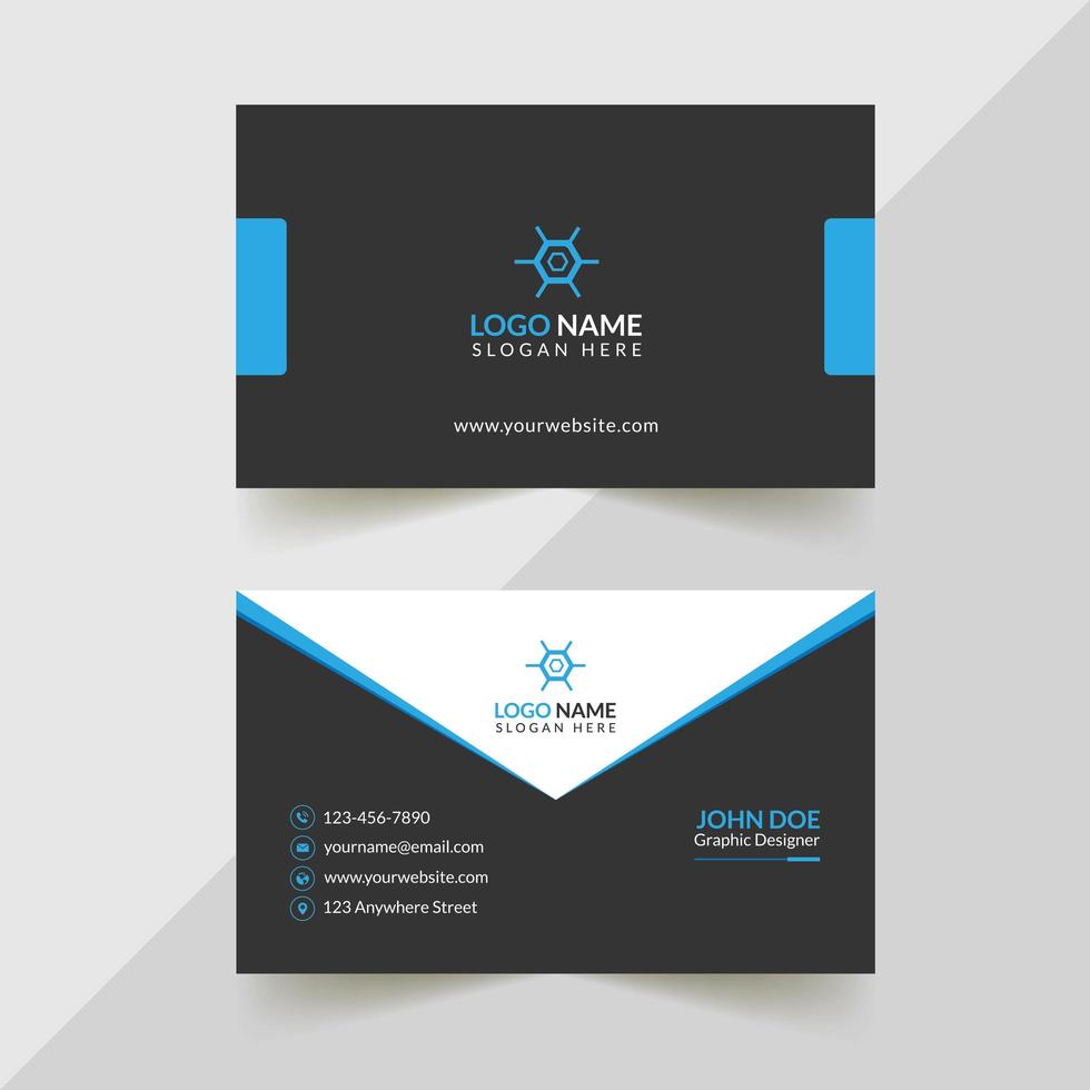 Gray, White and Blue Business Card Design vector