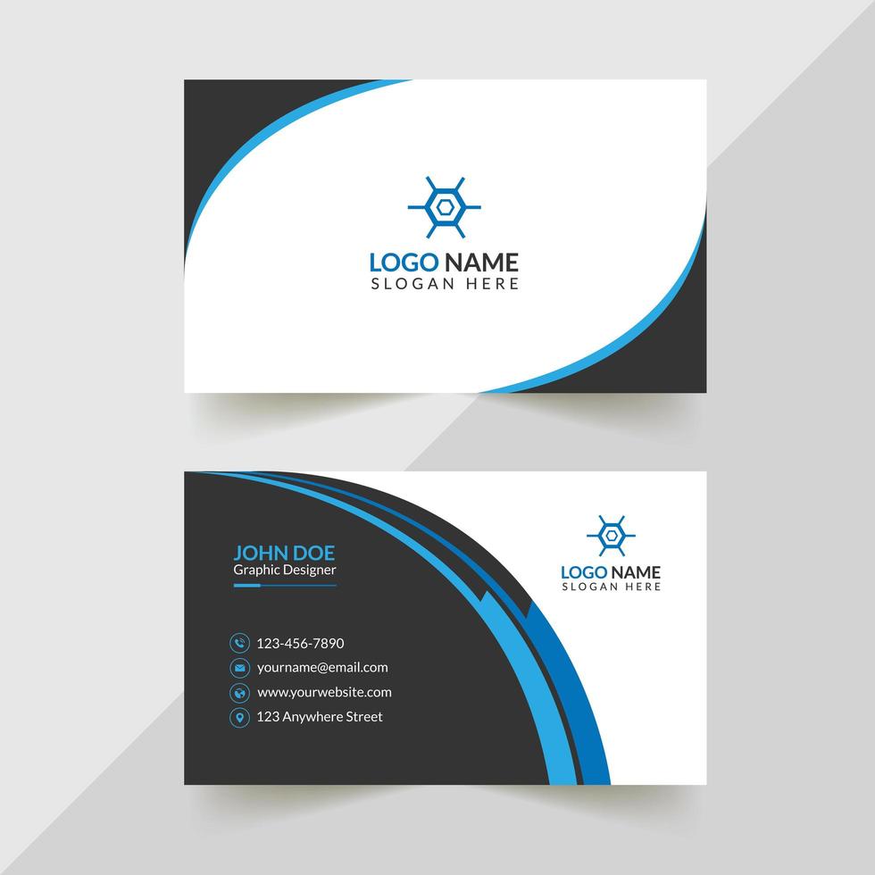 White, Black and Blue Creative Business Card Design vector