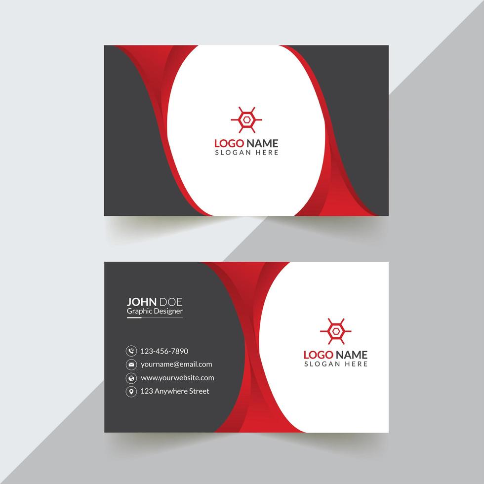 diseño de tarjeta de visita creativa gris, rojo y blanco vector