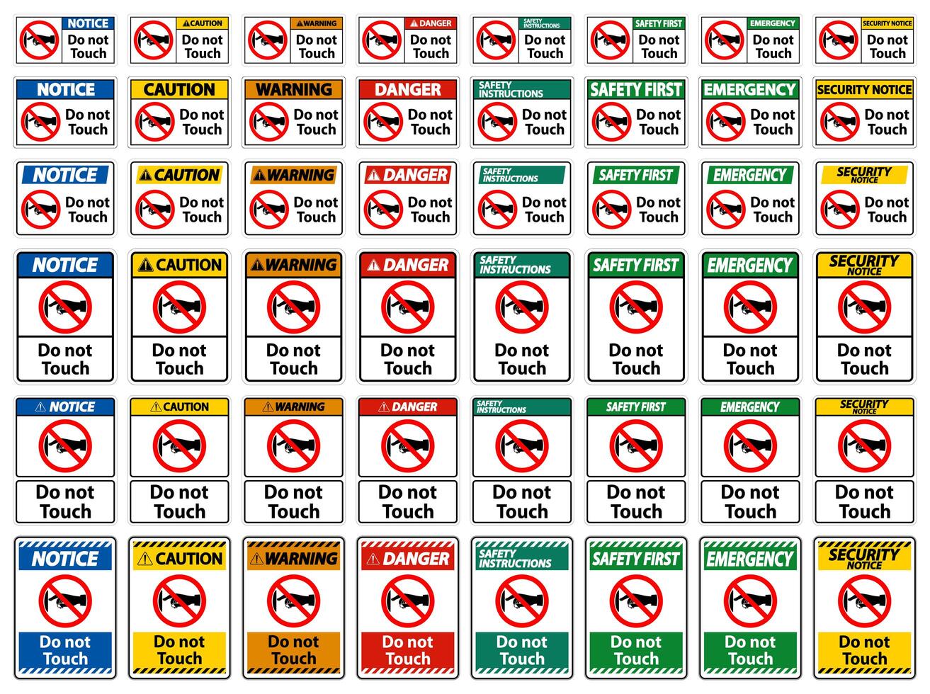 Do not touch large sign collection vector