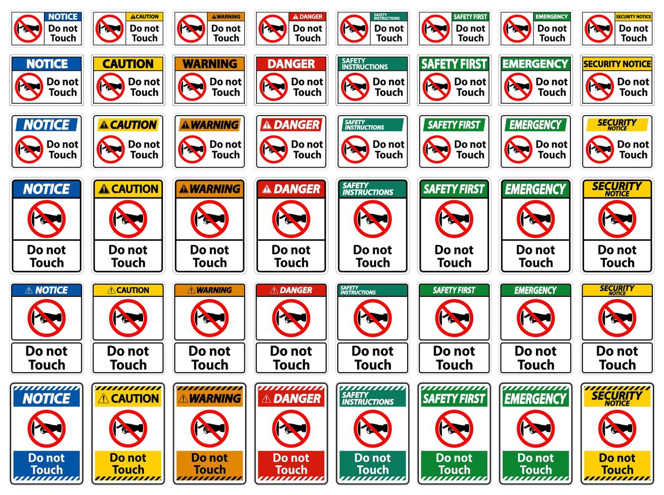 Do not touch large sign collection vector