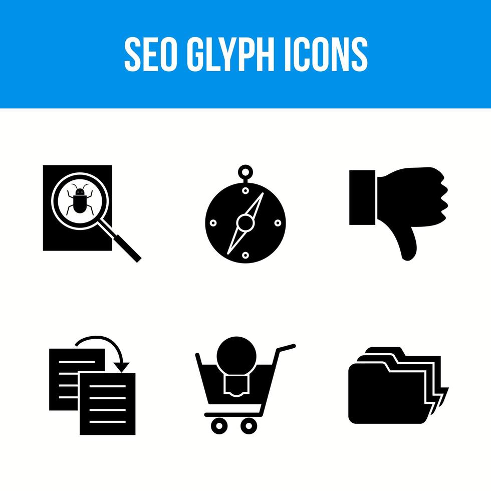 iconos de glifos de seo y negocios vector